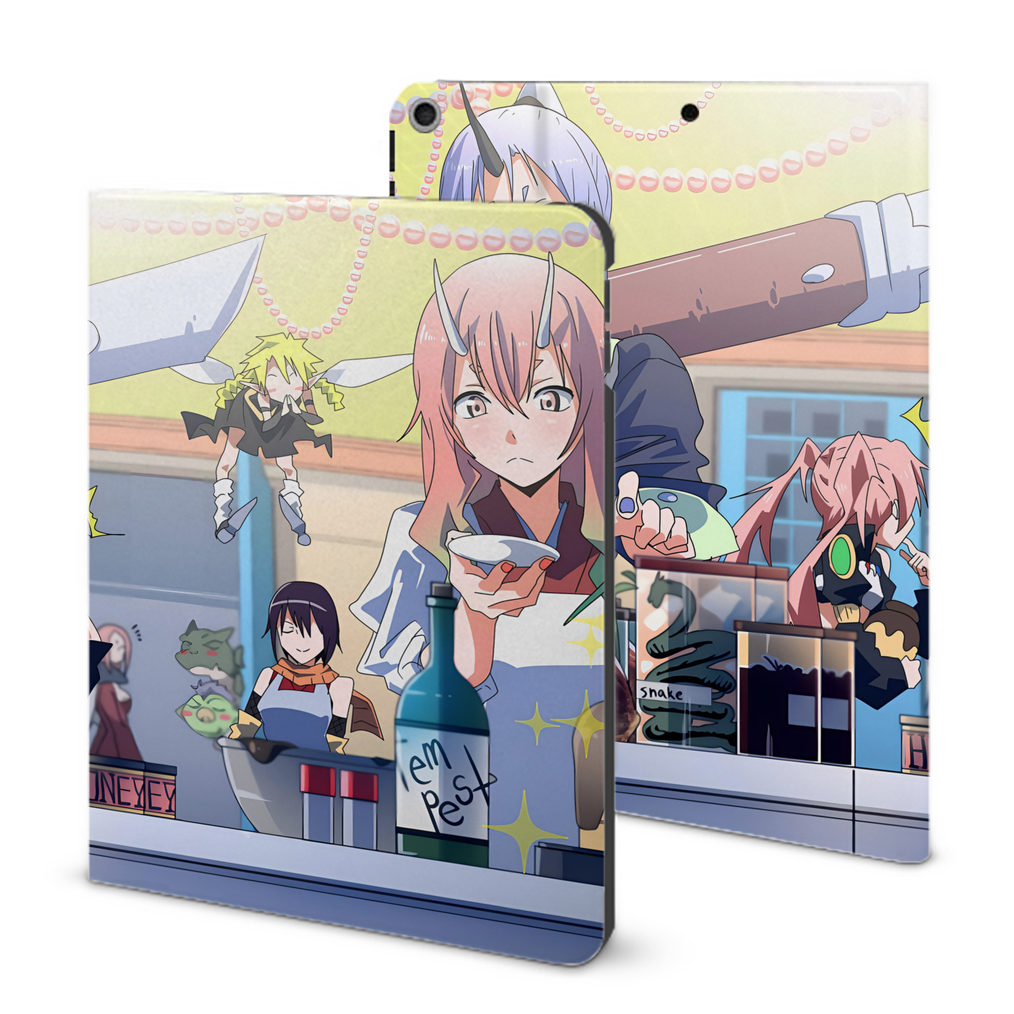 （画像用） 転スラ Regarding Reincarnated to Slime IPad ケース ブック型 PUレザー TPU 耐衝撃 軽量 薄型 ペン収納なし 全面保護 IPad 各モデル対応